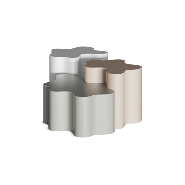 Modern Stainless Steel Coffee 3 Table with Organic Shape