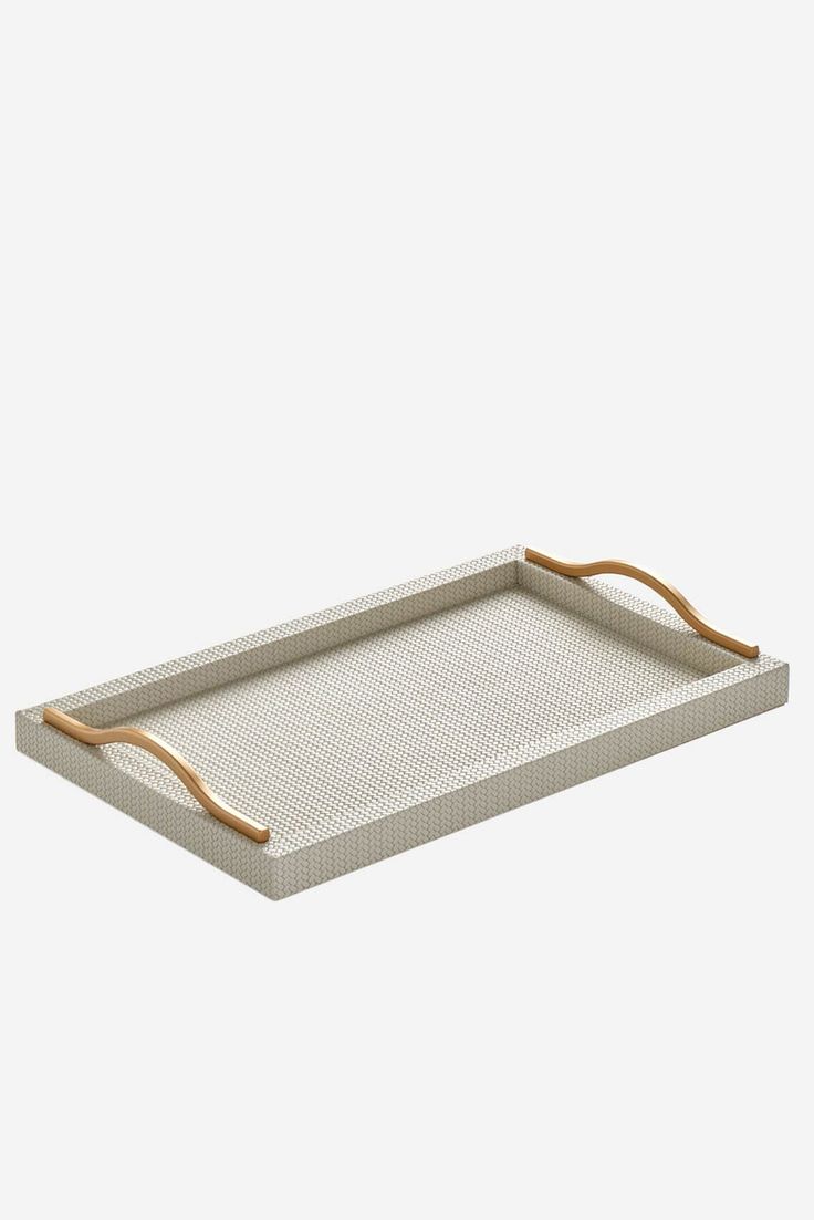 Onda Rectangular Leather Tray Ivory